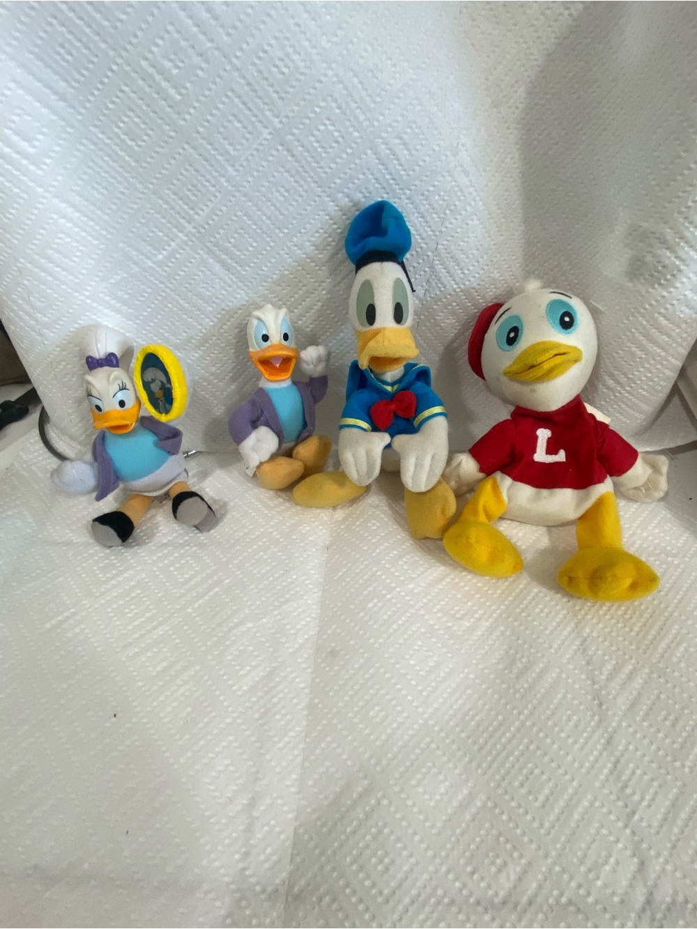 Vintage Disney Donald Duck Plush Toy Daisy Duck and Louie Duck lot beanie